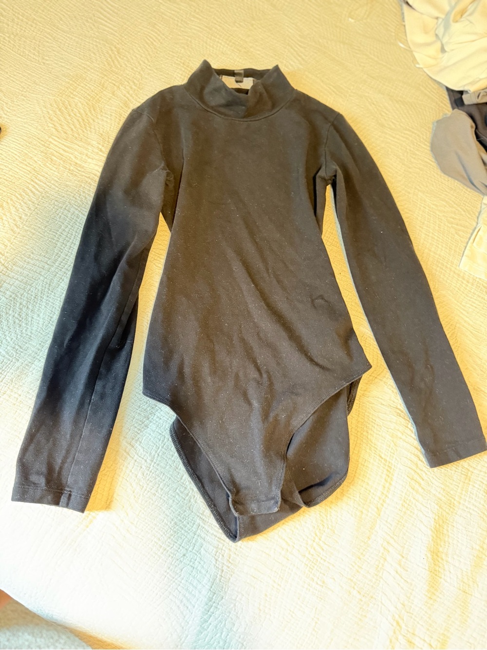 Long-Sleeve Black Mock Neck Bodysuit